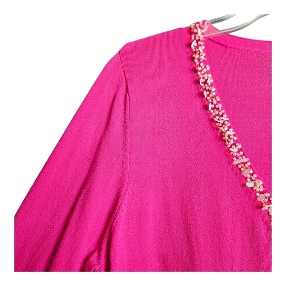 Bob Mackie Studio Sweater Womens Large Vibrant Pink Embellished Sequins & Pearls - Picture 3 of 10
